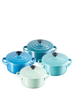 Le Creuset MINI-COCOTTE 4ER SET METALLICS BLAU-GRÜN