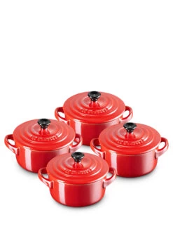 Le Creuset MINI-COCOTTE 4ER SET METALLICS KIRSCHROT