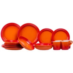 Le Creuset Geschirr Set Ofenrot 16 Teilig