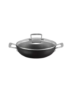 LE CREUSET, Aluminium-Antihaft Profipfanne Mit Glasdeckel 24cm Schwarz