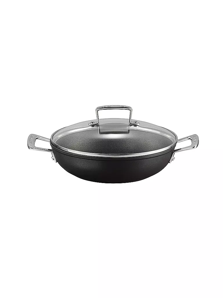 LE CREUSET, Aluminium-Antihaft Profipfanne Mit Glasdeckel 24cm Schwarz 3 LE CREUSET, Aluminium-Antihaft Profipfanne Mit Glasdeckel 24cm Schwarz