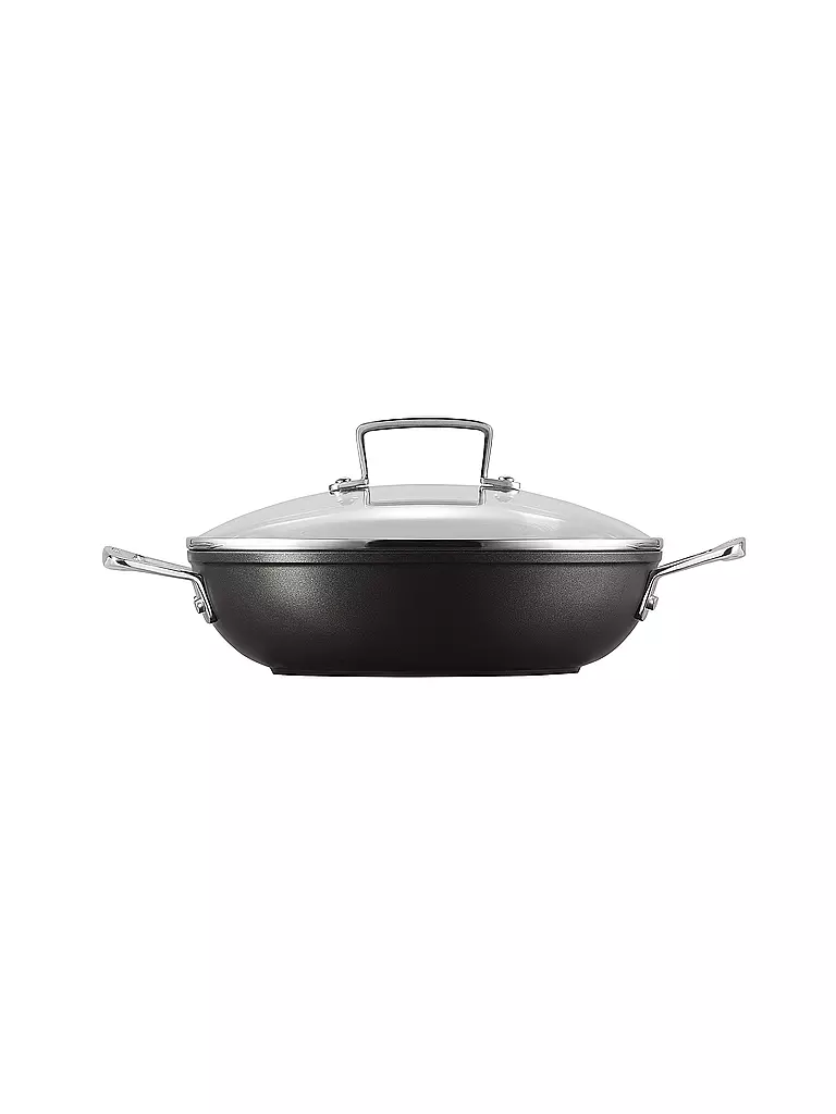 LE CREUSET, Aluminium-Antihaft Profipfanne Mit Glasdeckel 24cm Schwarz 4 LE CREUSET, Aluminium-Antihaft Profipfanne Mit Glasdeckel 24cm Schwarz – Bild 2