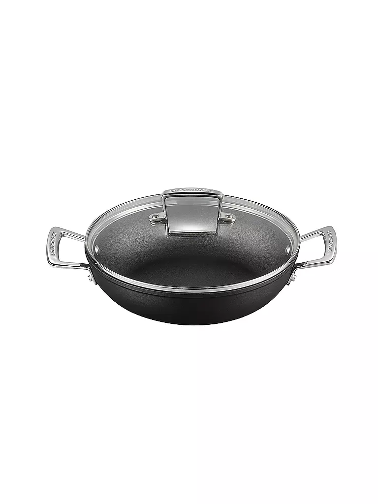 LE CREUSET, Aluminium-Antihaft Profipfanne Mit Glasdeckel 24cm Schwarz 5 LE CREUSET, Aluminium-Antihaft Profipfanne Mit Glasdeckel 24cm Schwarz – Bild 3