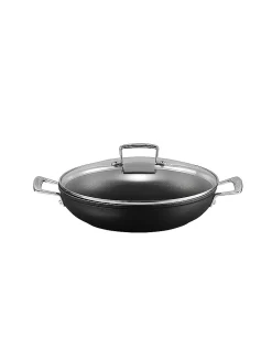 LE CREUSET, Aluminium-Antihaft Profipfanne Mit Glasdeckel 28cm Schwarz