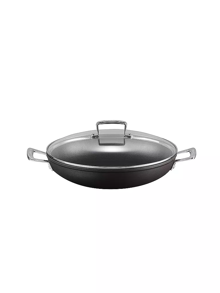 LE CREUSET, Aluminium-Antihaft Profipfanne Mit Glasdeckel 30cm Schwarz 3 LE CREUSET, Aluminium-Antihaft Profipfanne Mit Glasdeckel 30cm Schwarz