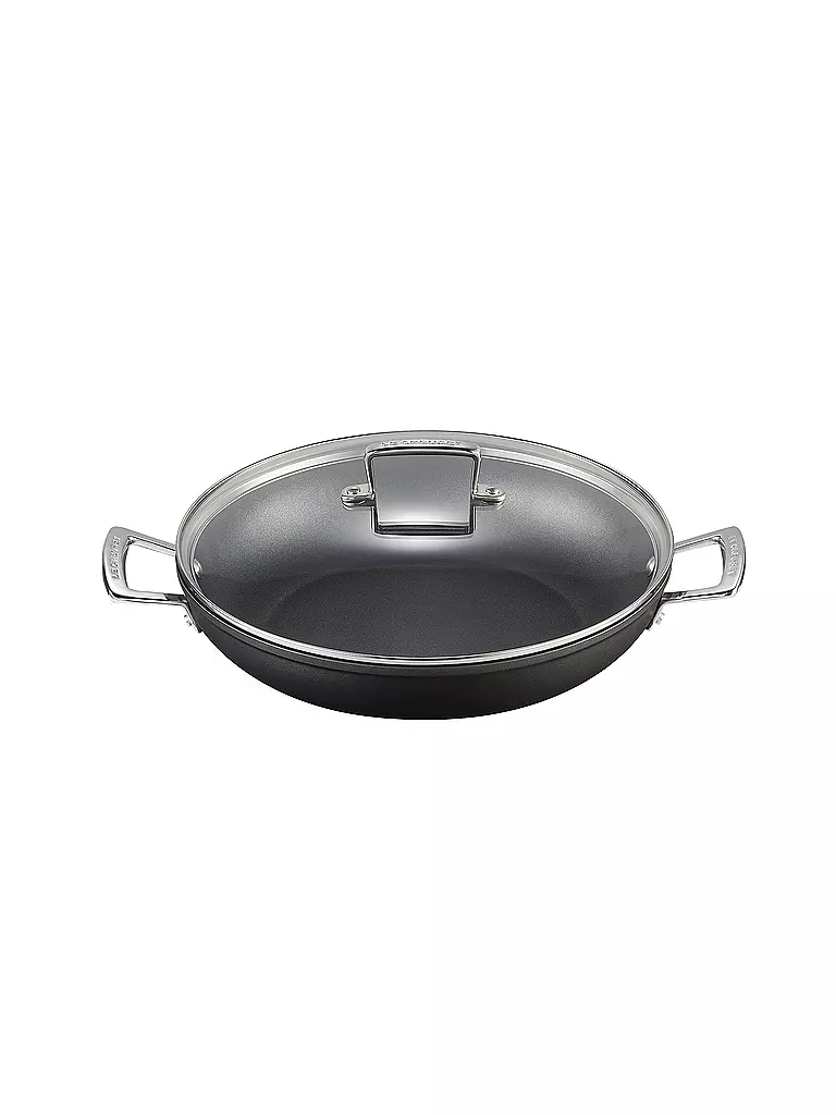 LE CREUSET, Aluminium-Antihaft Profipfanne Mit Glasdeckel 30cm Schwarz 4 LE CREUSET, Aluminium-Antihaft Profipfanne Mit Glasdeckel 30cm Schwarz – Bild 2