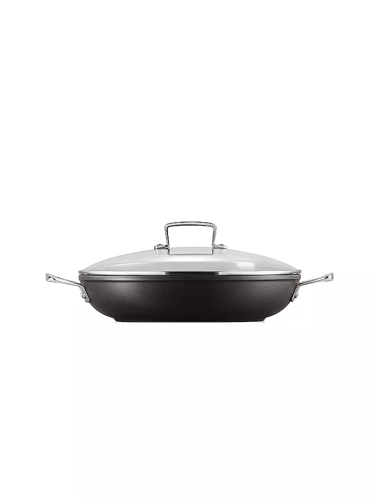 LE CREUSET, Aluminium-Antihaft Profipfanne Mit Glasdeckel 30cm Schwarz 5 LE CREUSET, Aluminium-Antihaft Profipfanne Mit Glasdeckel 30cm Schwarz – Bild 3