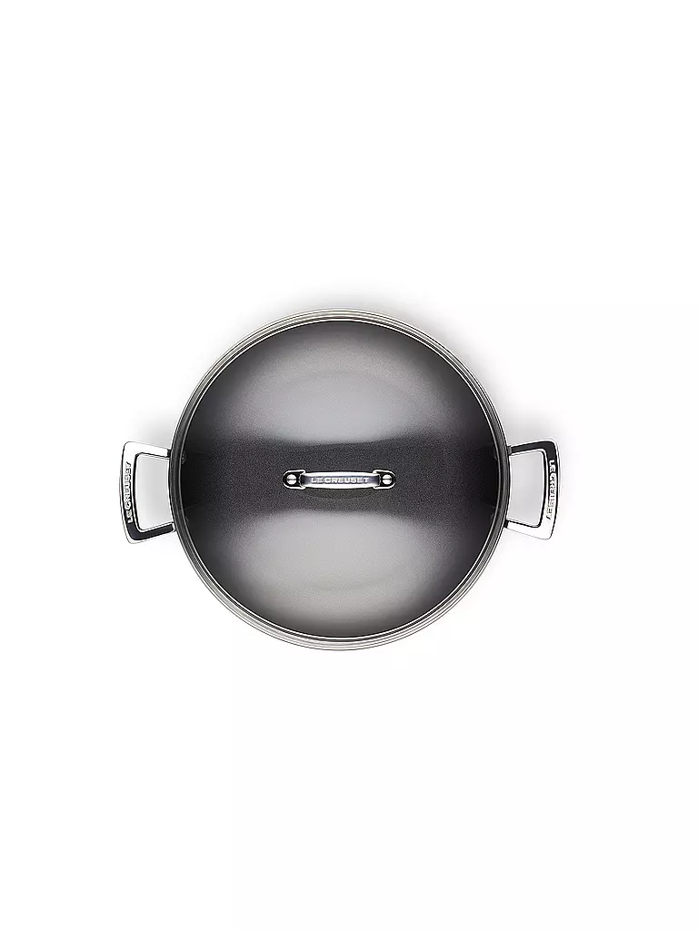 LE CREUSET, Aluminium-Antihaft Profipfanne Mit Glasdeckel 30cm Schwarz 7 LE CREUSET, Aluminium-Antihaft Profipfanne Mit Glasdeckel 30cm Schwarz – Bild 5