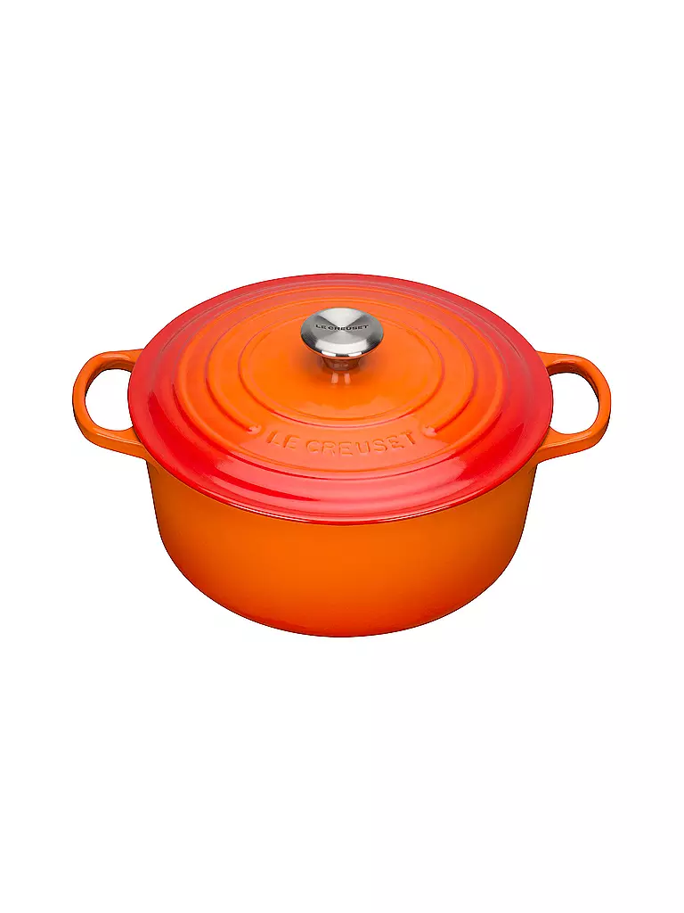 LE CREUSET, Bräter Rund "Signature" 20cm/2,4l (Ofenrot) 3 LE CREUSET, Bräter Rund "Signature" 20cm/2,4l (Ofenrot)